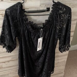 Elegant Black Lace Women's Top